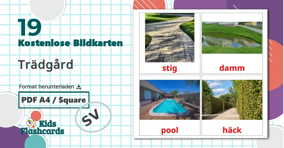19 Bildkarten für Trädgård