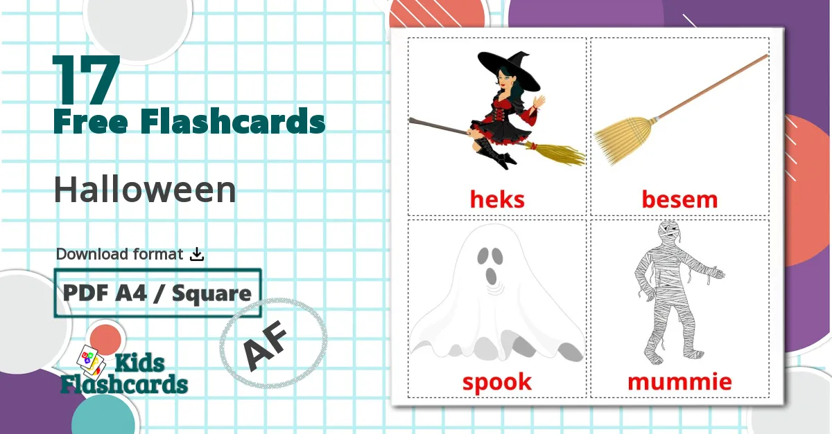 Halloween - afrikaans vocabulary cards