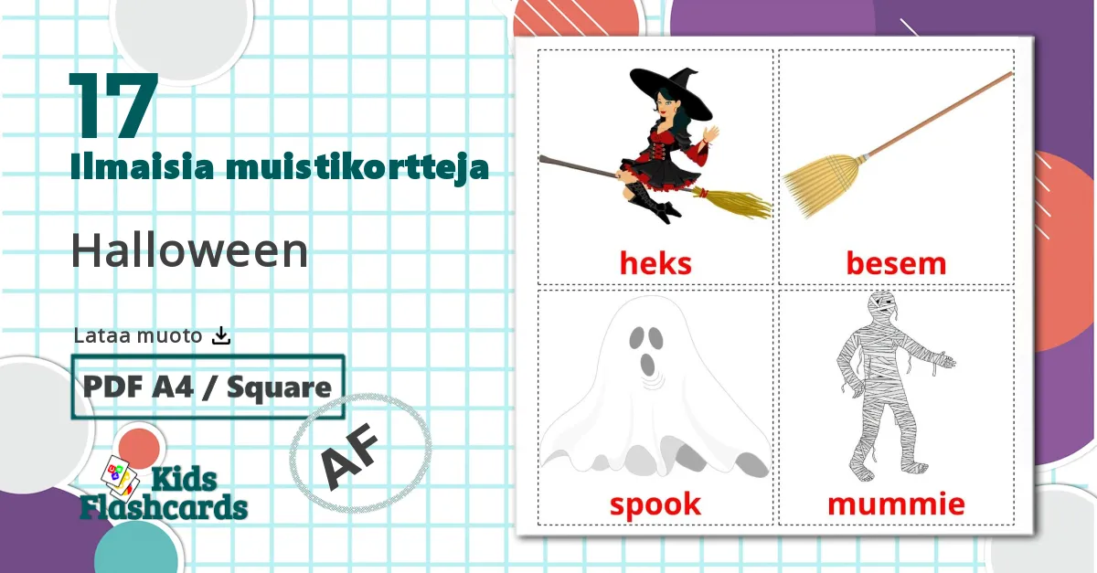 Halloween - afrikaans sanastokortit
