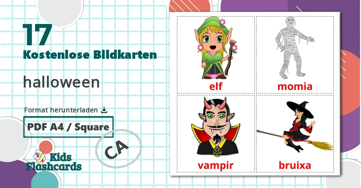 17 Bildkarten für Halloween