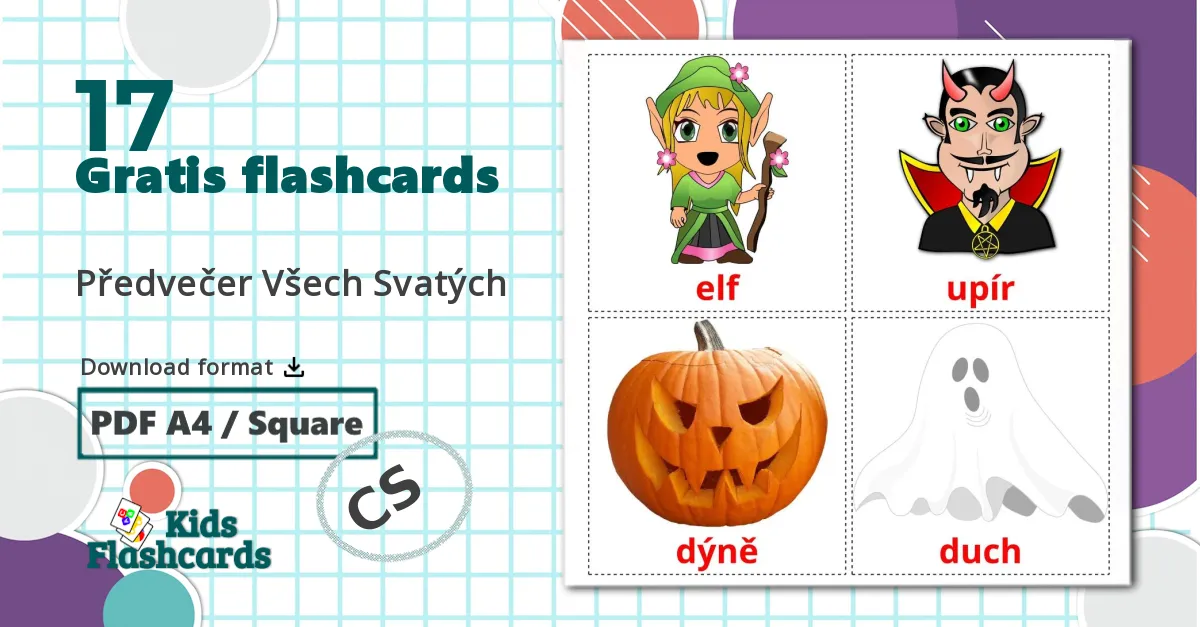 17 Předvečer Všech Svatých billedkort for børn
