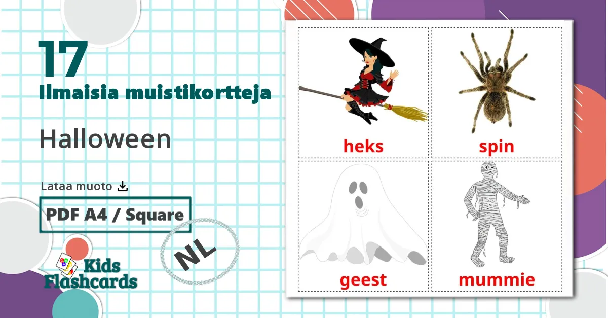 17 Halloween lasten kuvakortit