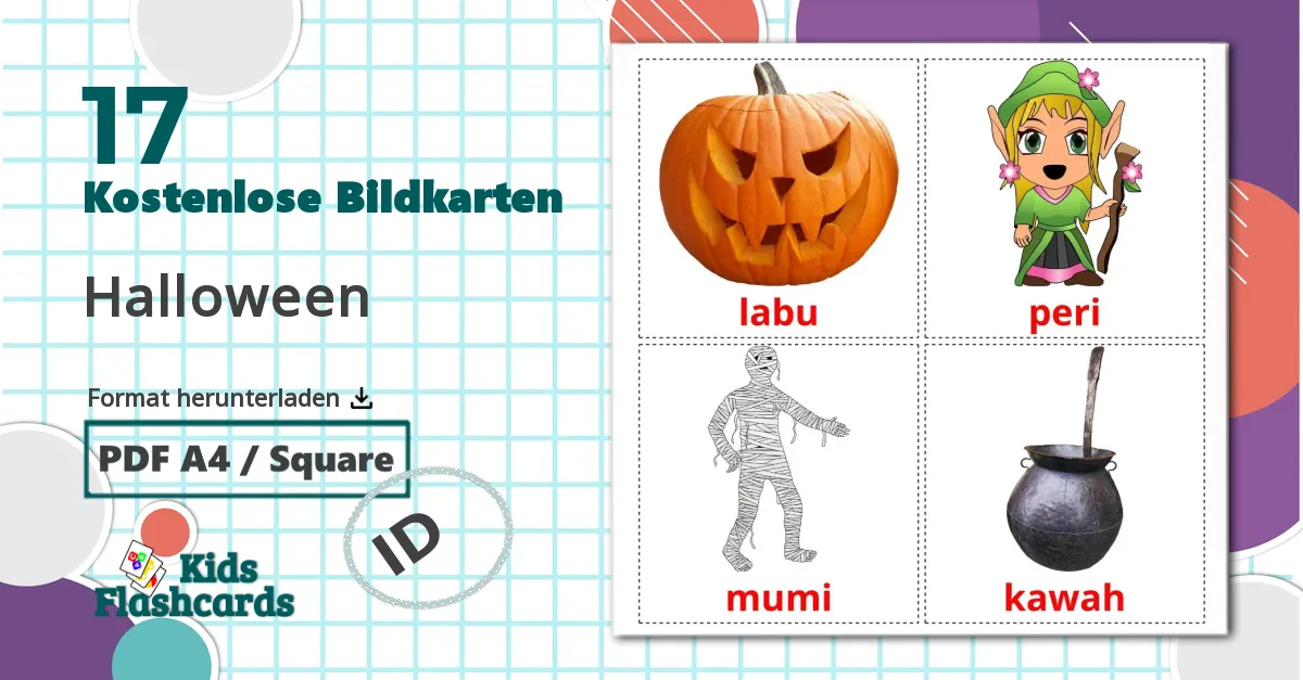 17 Bildkarten für Halloween