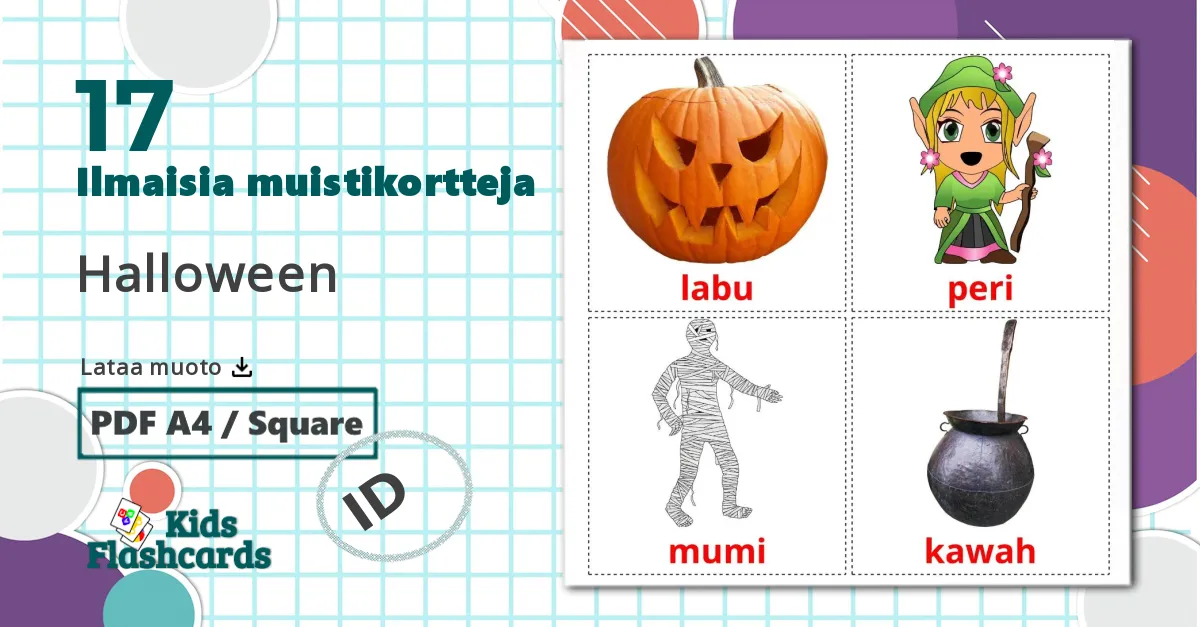 17 Halloween lasten kuvakortit