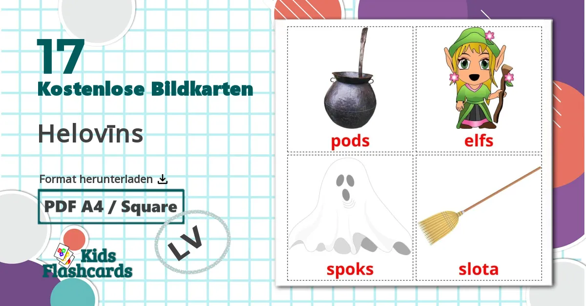 17 Bildkarten für Helovīns