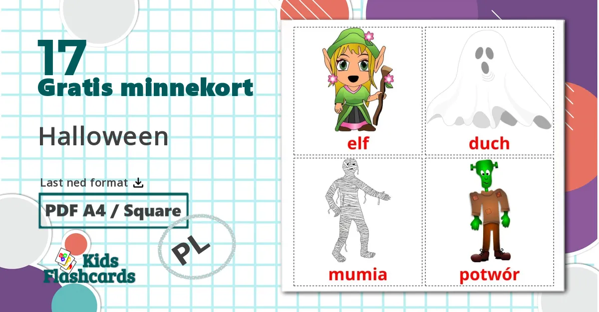 17 Halloween bildekort