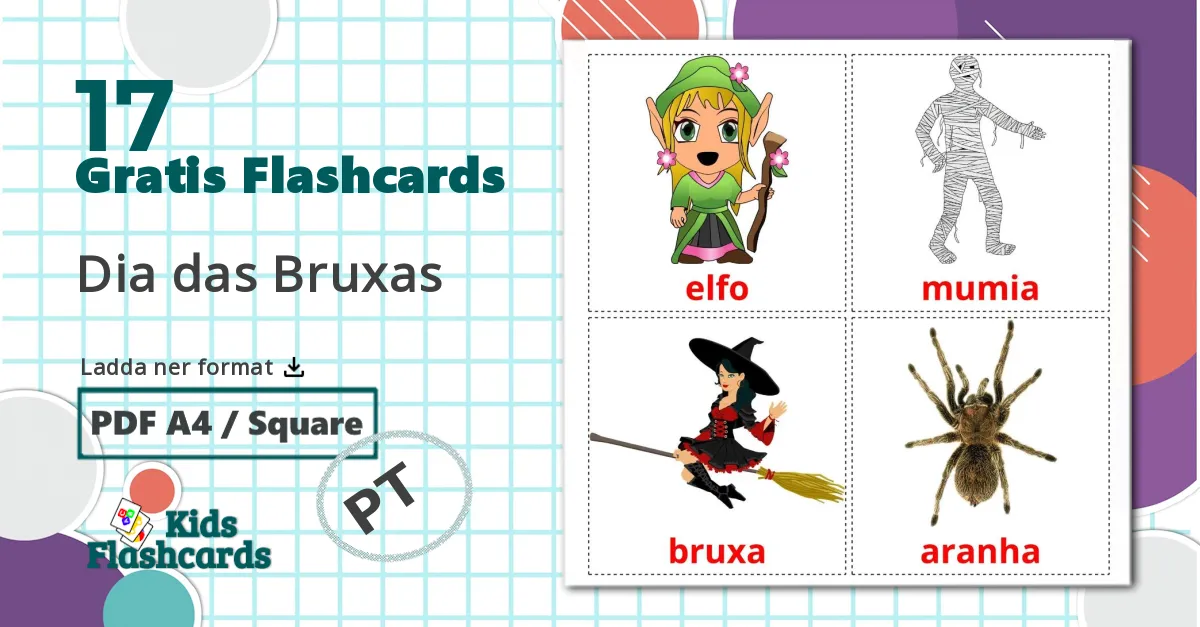 17 Dia das Bruxas bildkort för barn