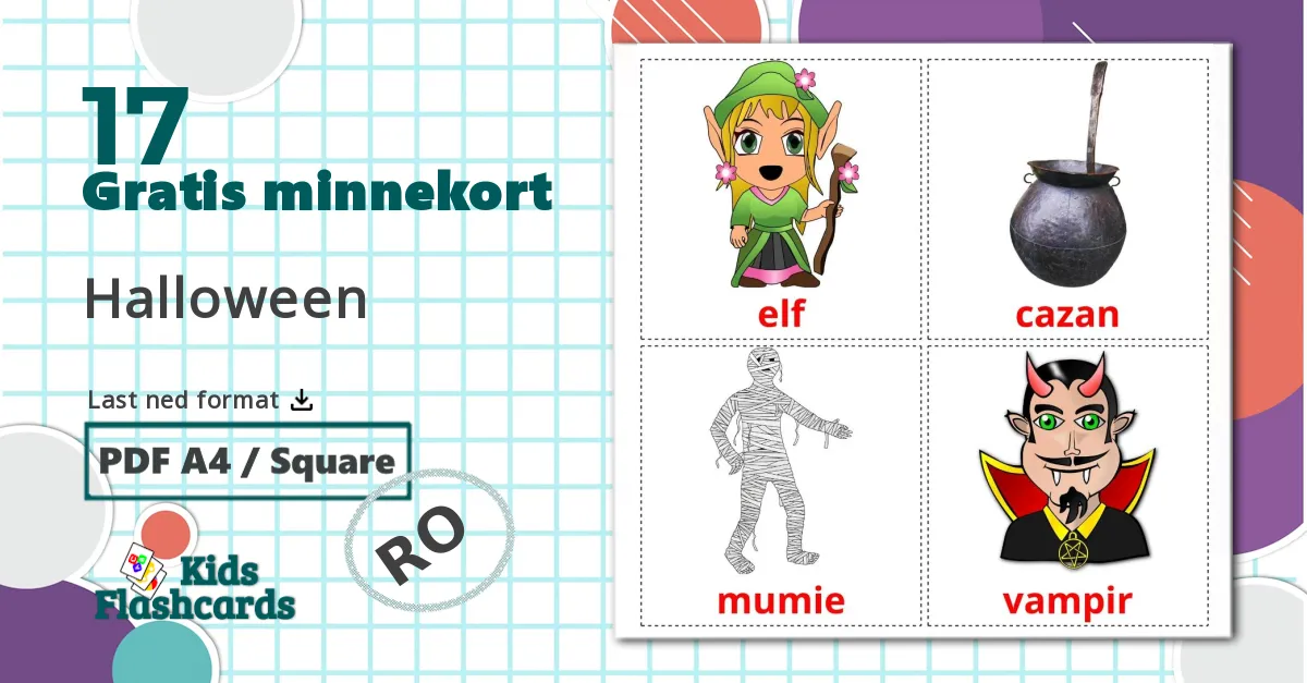17 Halloween bildekort