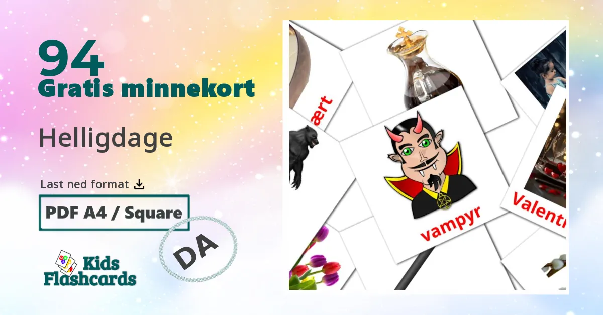 Helligdage bildekort for barn på dansk