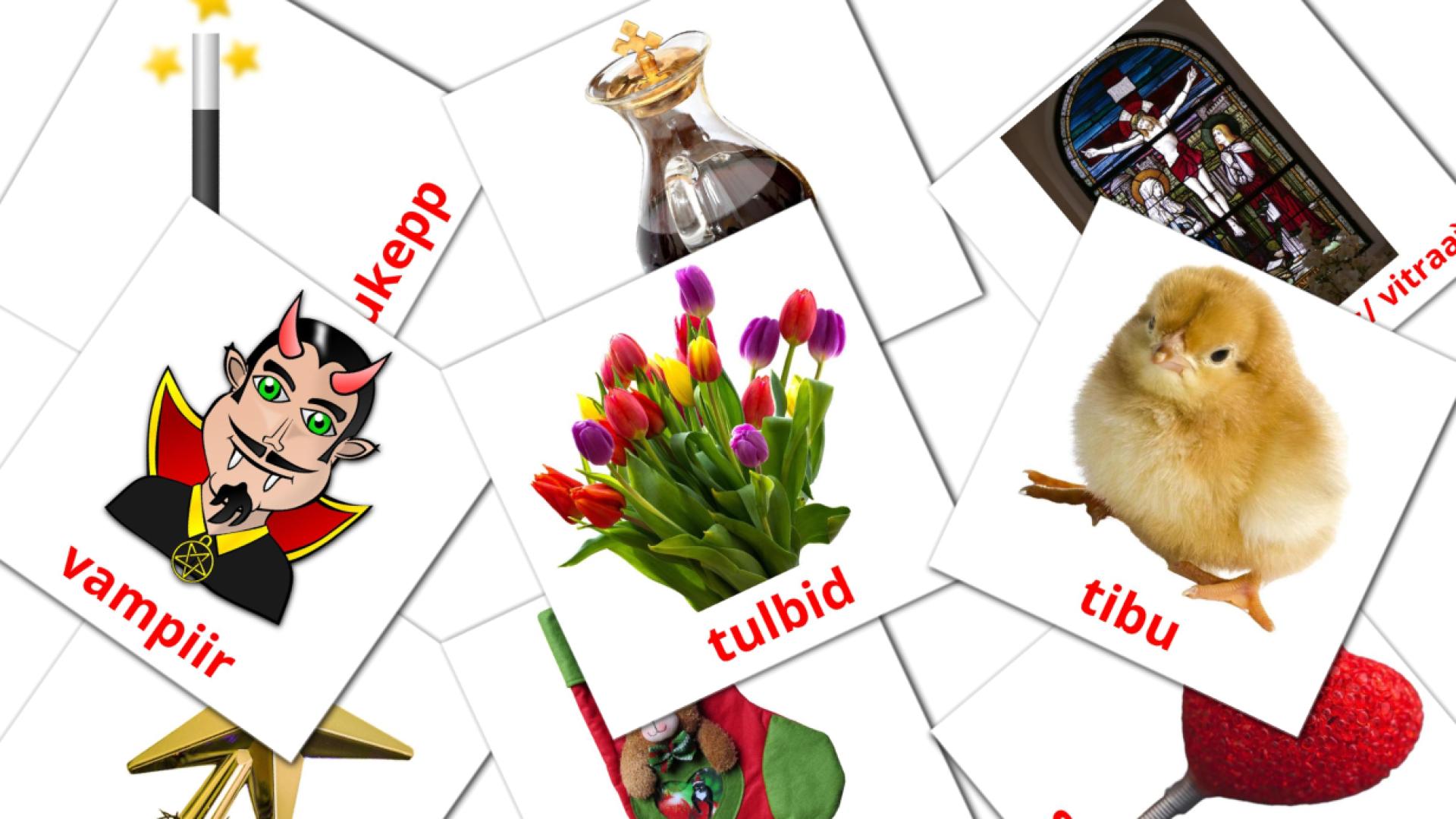 estonio tarjetas de vocabulario en pühad