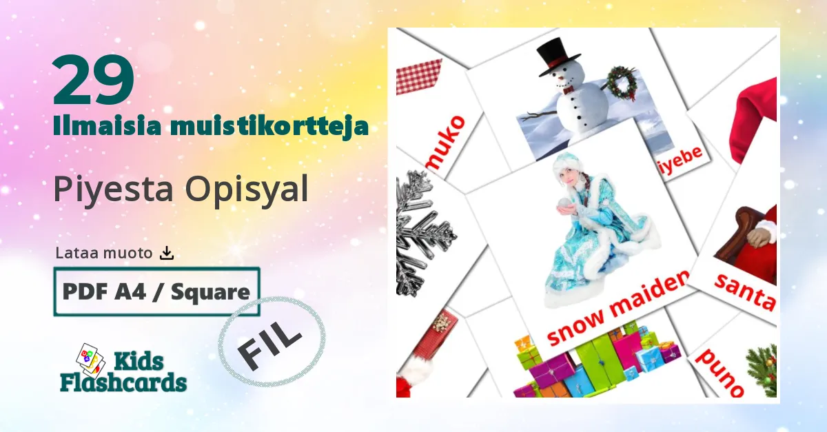 Piyesta Opisyal – lasten kuvakortit filippiiniläiseksi sanastoon