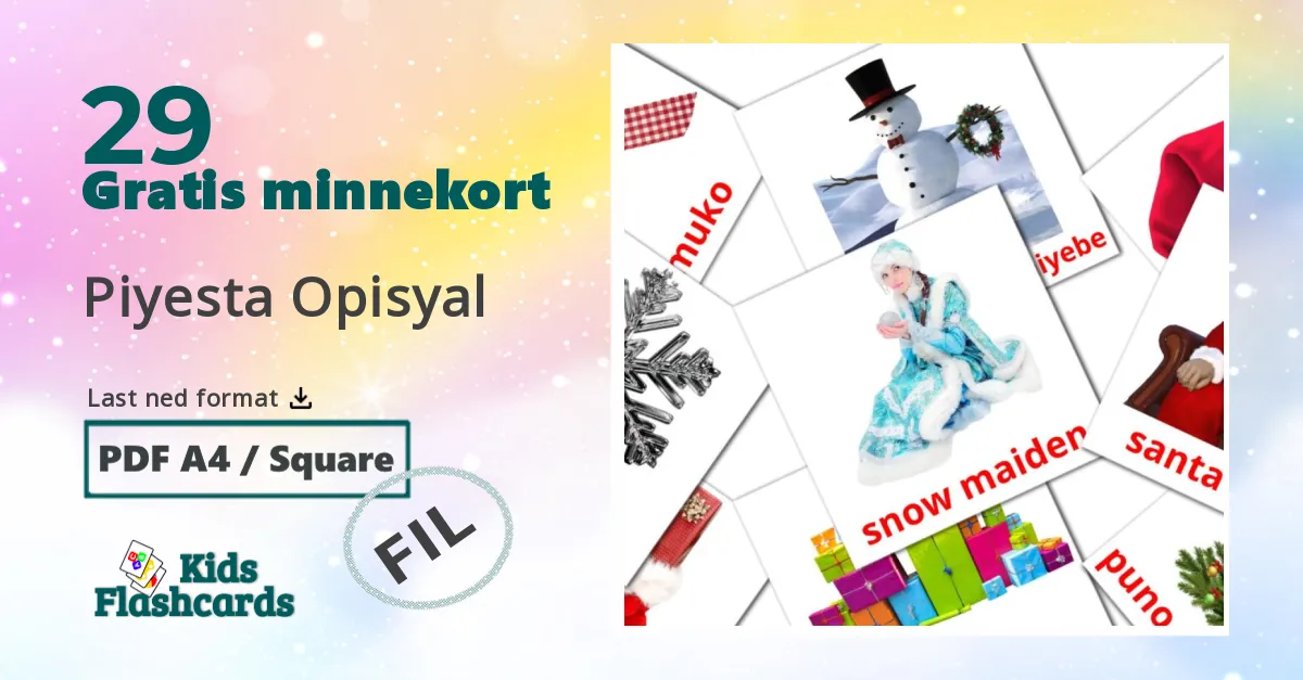 Piyesta Opisyal bildekort for barn på filipino