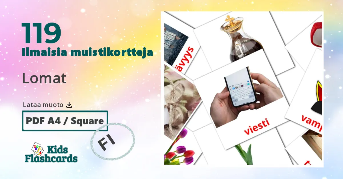 Lomat – lasten kuvakortit marathiksi sanastoon