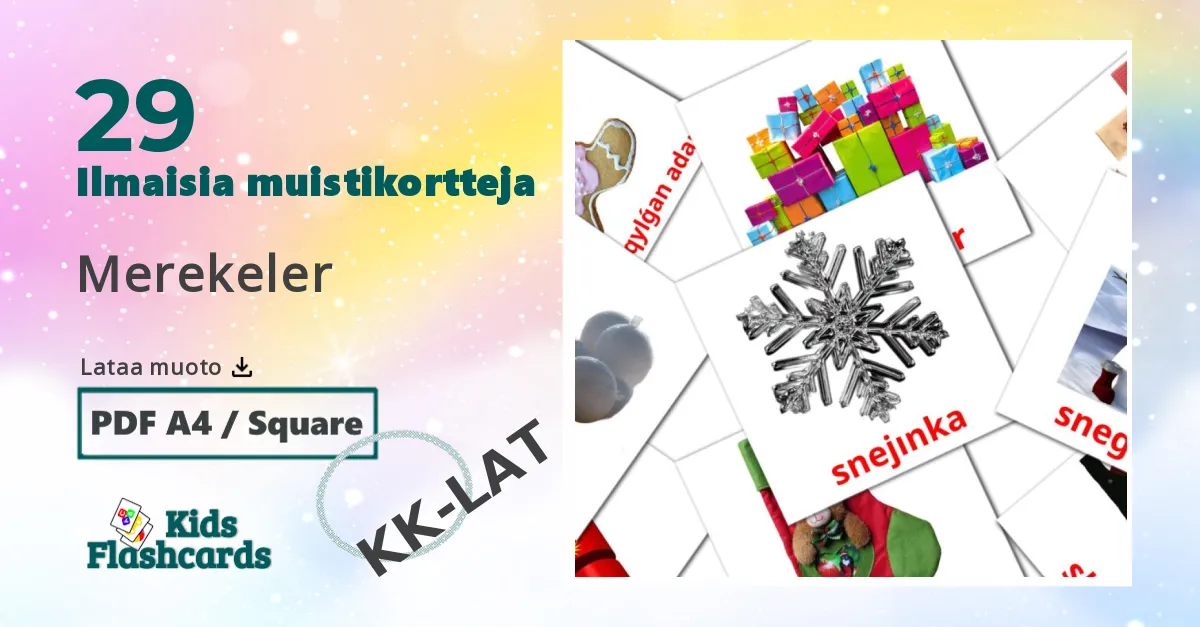 Merekeler – lasten kuvakortit kazakhksi(latina) sanastoon