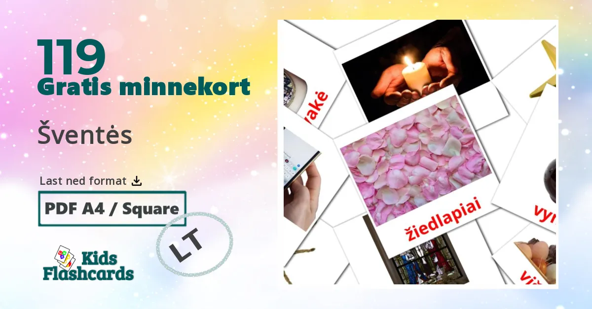 Šventės bildekort for barn på litauisk