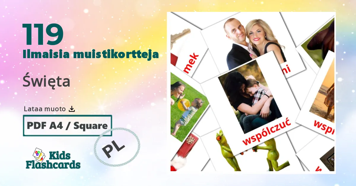 Święta – lasten kuvakortit puolanksi sanastoon