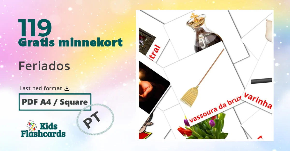 Feriados bildekort for barn på portuguese