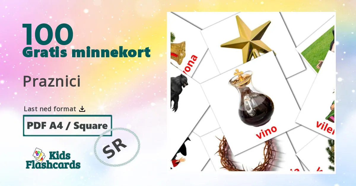 Praznici bildekort for barn på serbisk