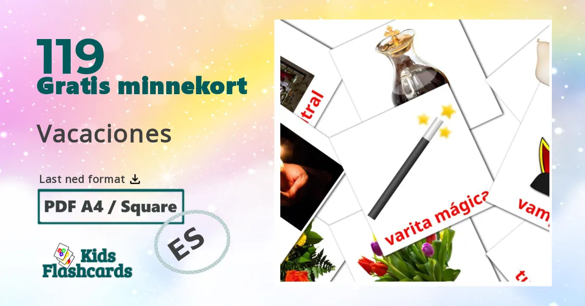 Vacaciones bildekort for barn på spansk