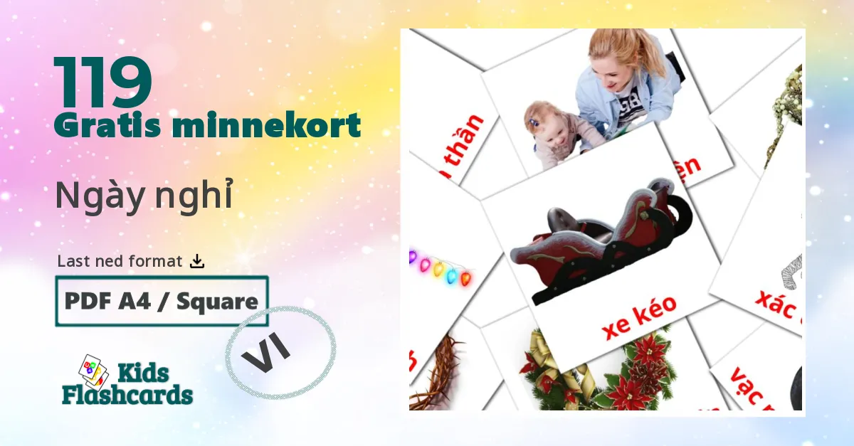 Ngày nghỉ bildekort for barn på vietnamesisk