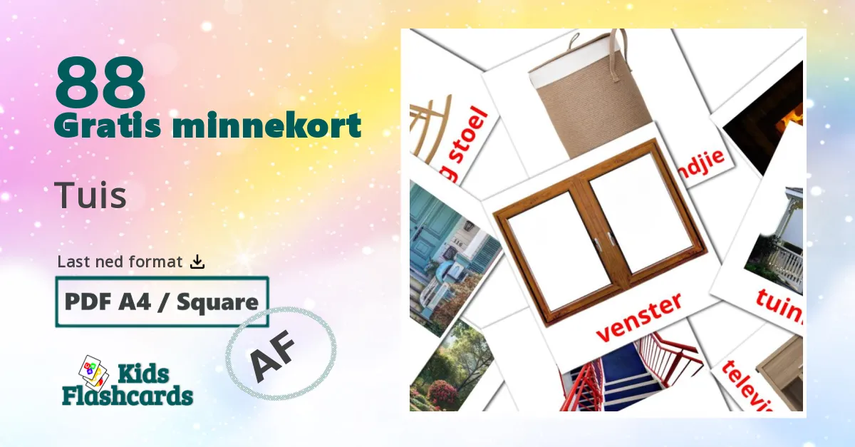 Tuis bildekort for barn på afrikaans