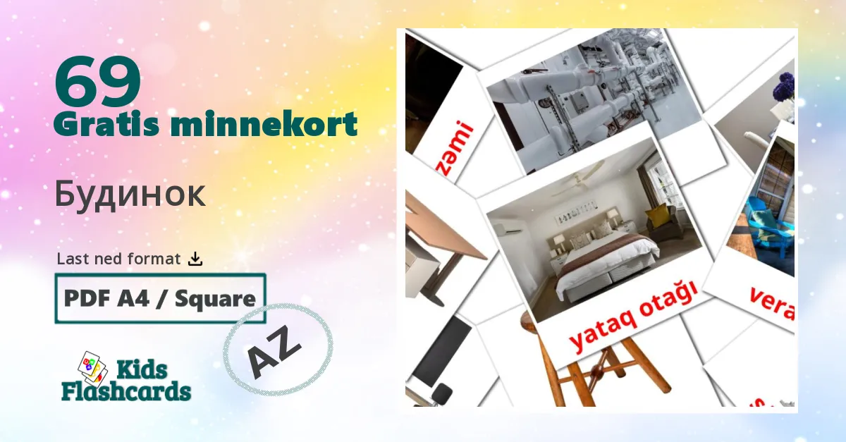 Будинок bildekort for barn på azerbaijani