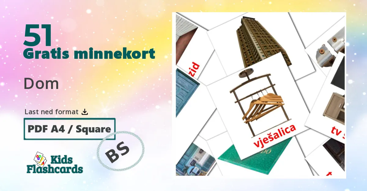 Dom bildekort for barn på bosnisk