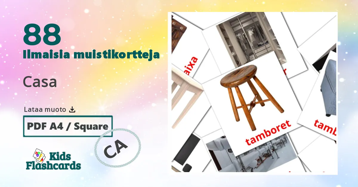 Casa – lasten kuvakortit catalanksi sanastoon