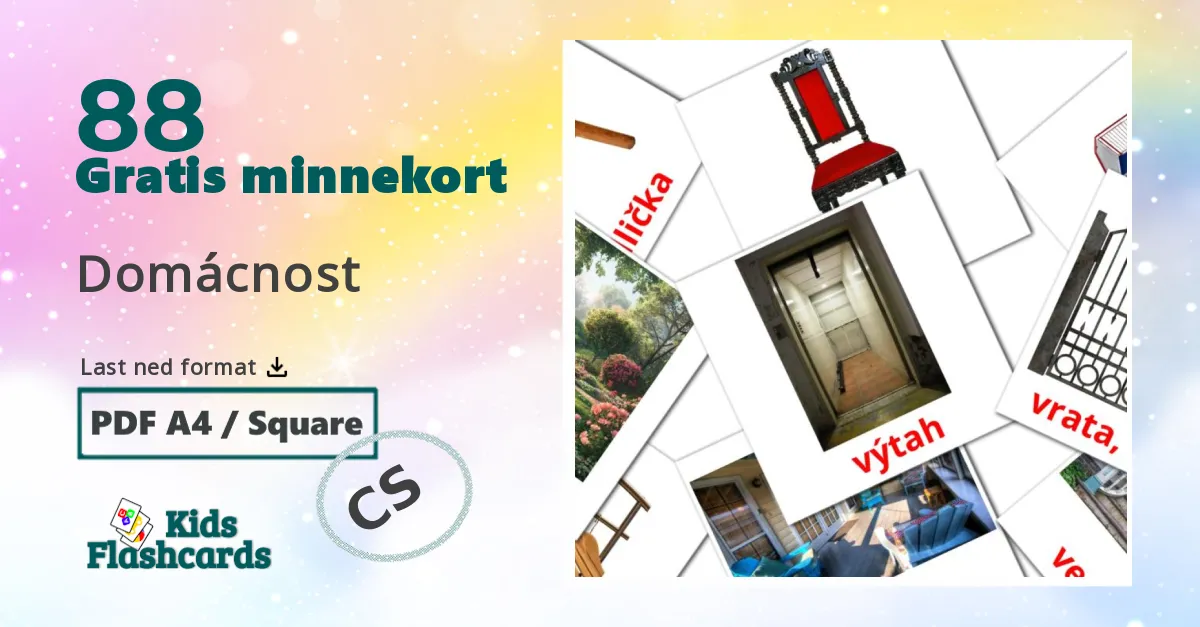 Domácnost bildekort for barn på tsjekkisk