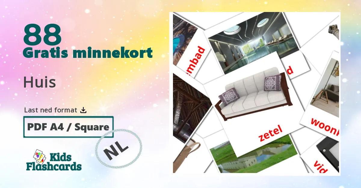 Huis bildekort for barn på nederlandsk