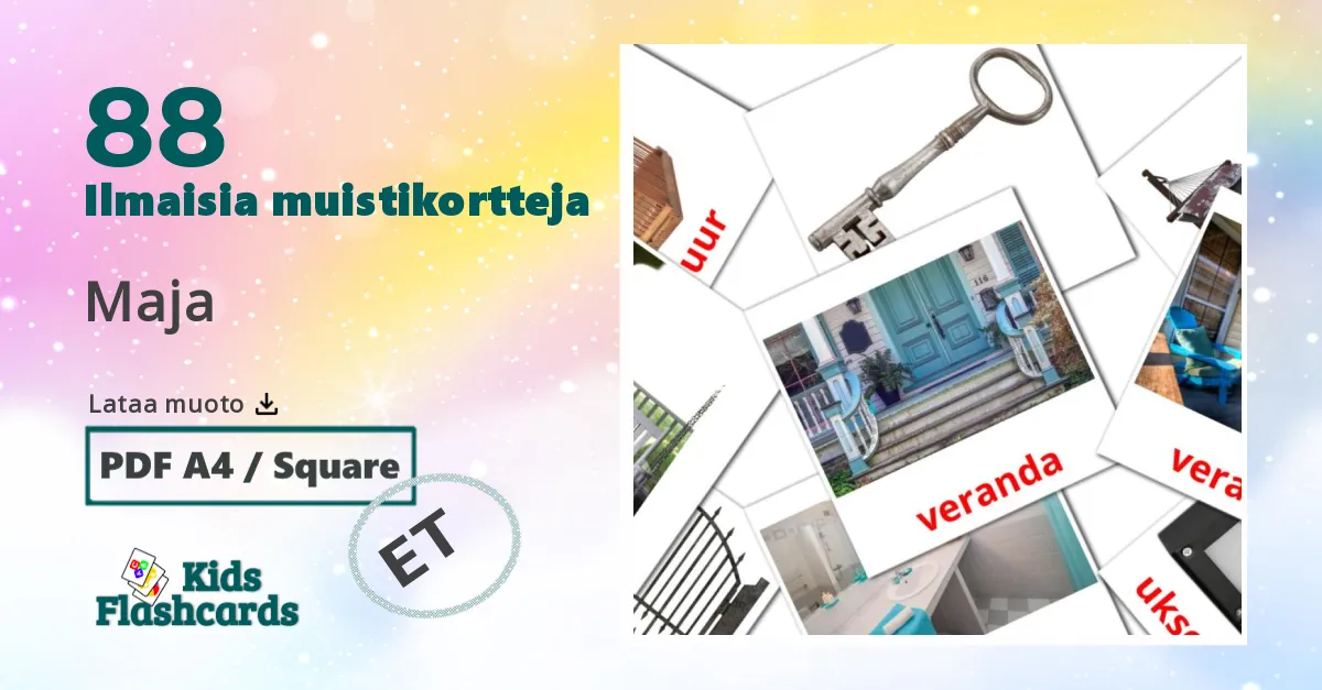 Maja – lasten kuvakortit virolaiseksi sanastoon