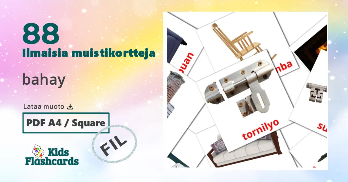 bahay – lasten kuvakortit filippiiniläiseksi sanastoon