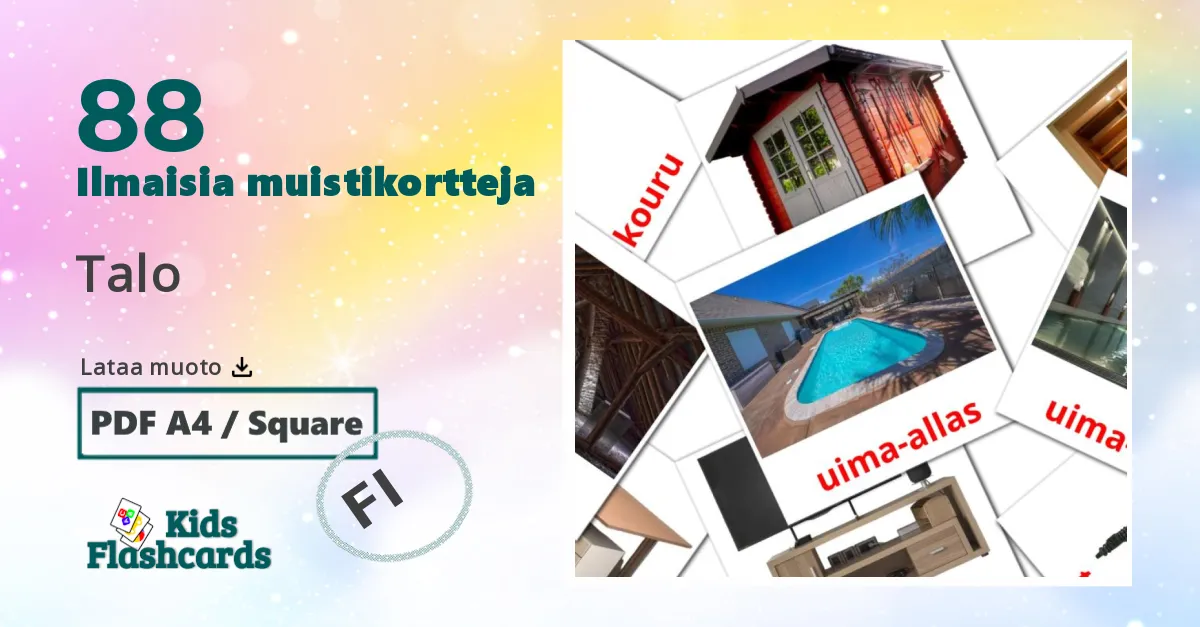 Talo – lasten kuvakortit marathiksi sanastoon