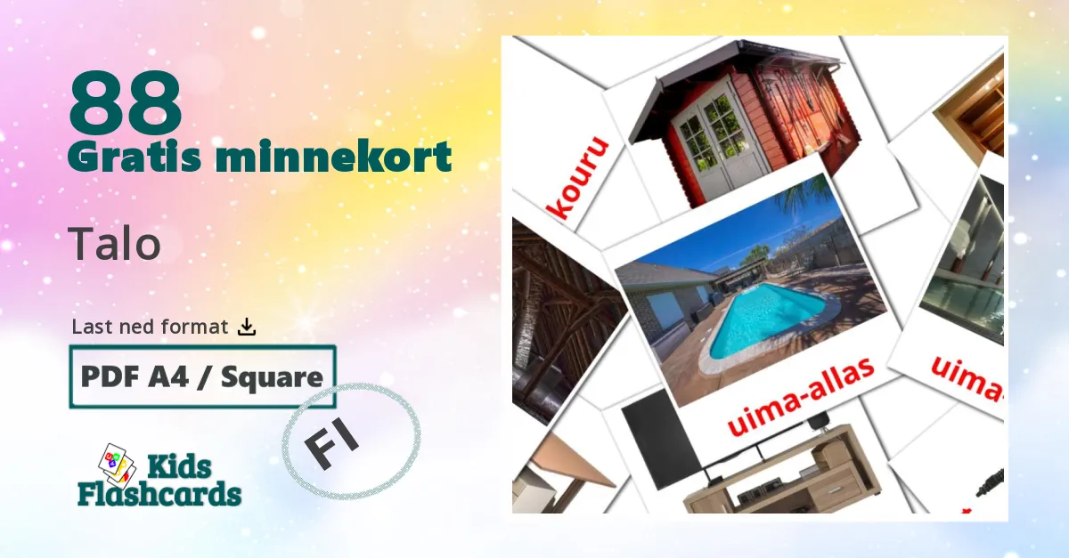 Talo bildekort for barn på finsk
