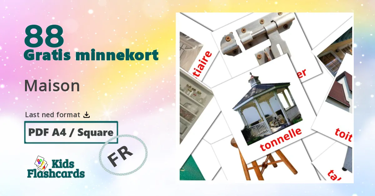 Maison bildekort for barn på fransk
