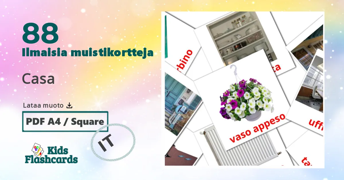 Casa – lasten kuvakortit italialaiseksi sanastoon