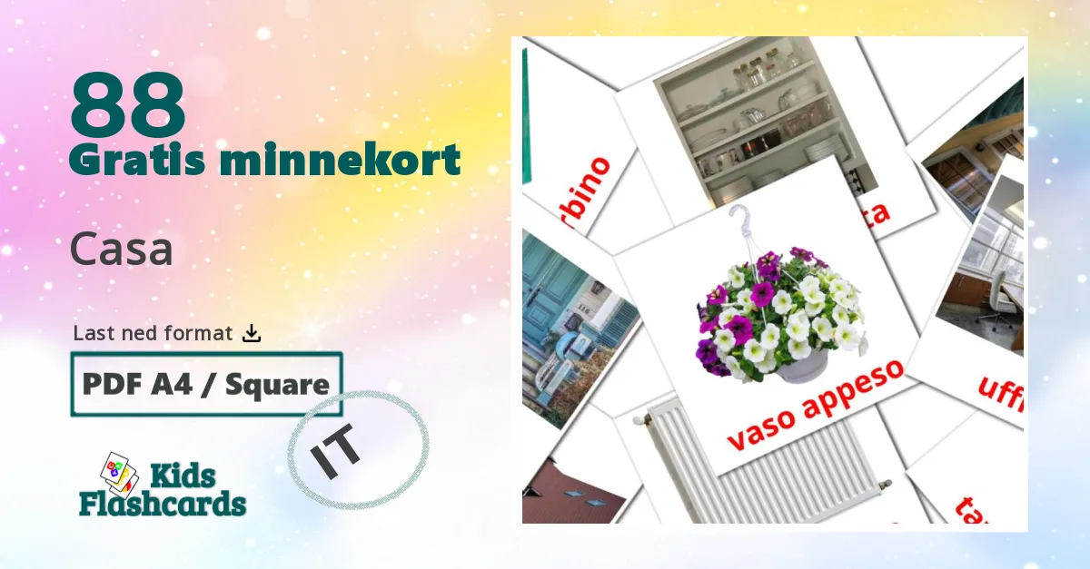 Casa bildekort for barn på italiensk