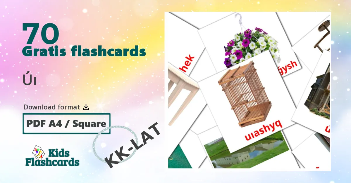 Úı kazakh(latin) ordforråd billedkort for børn