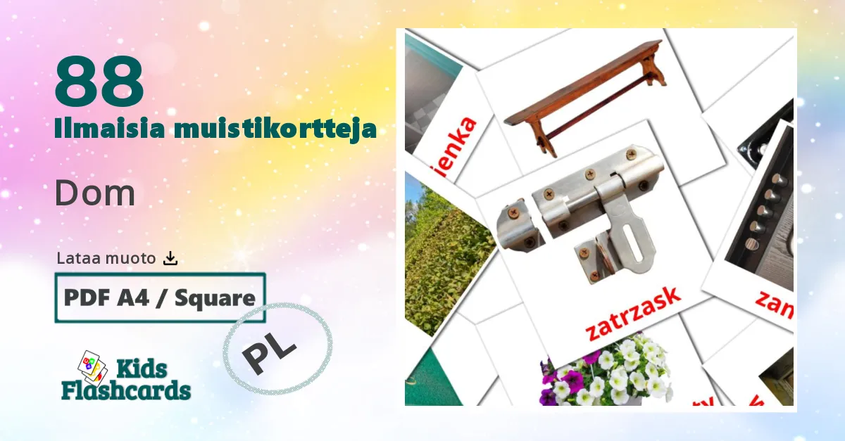Dom – lasten kuvakortit puolanksi sanastoon