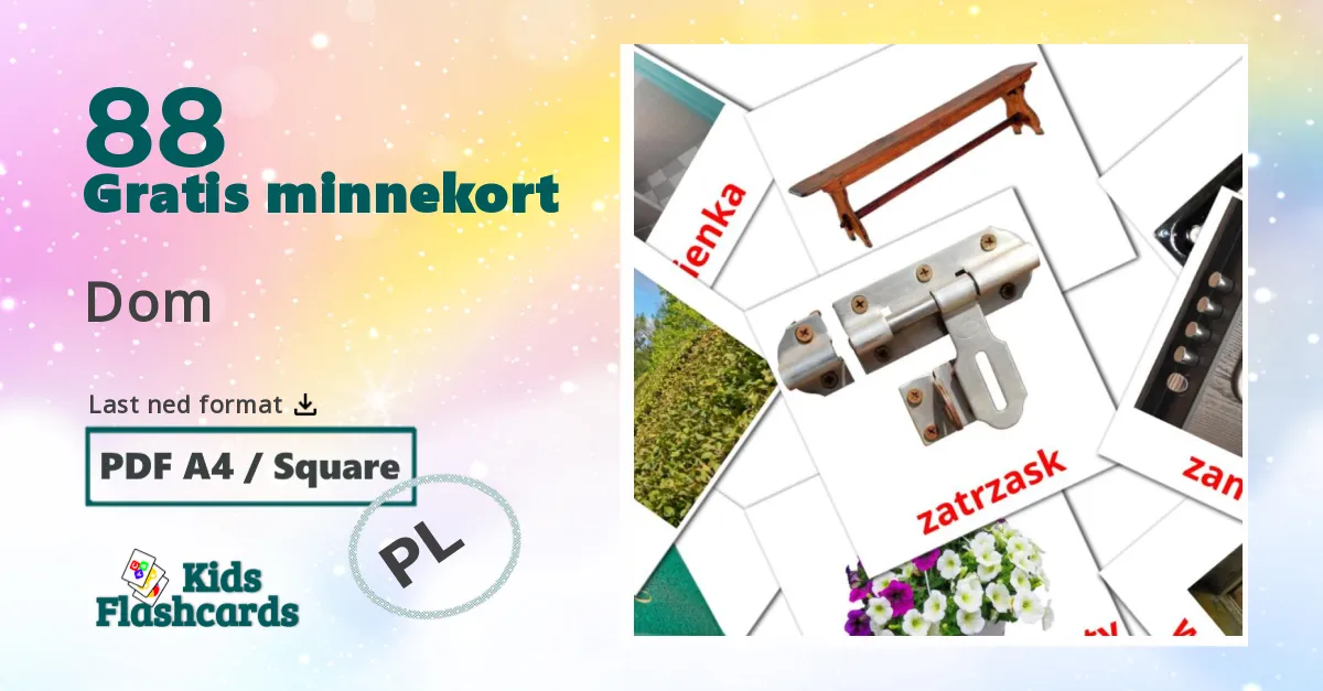 Dom bildekort for barn på polsk