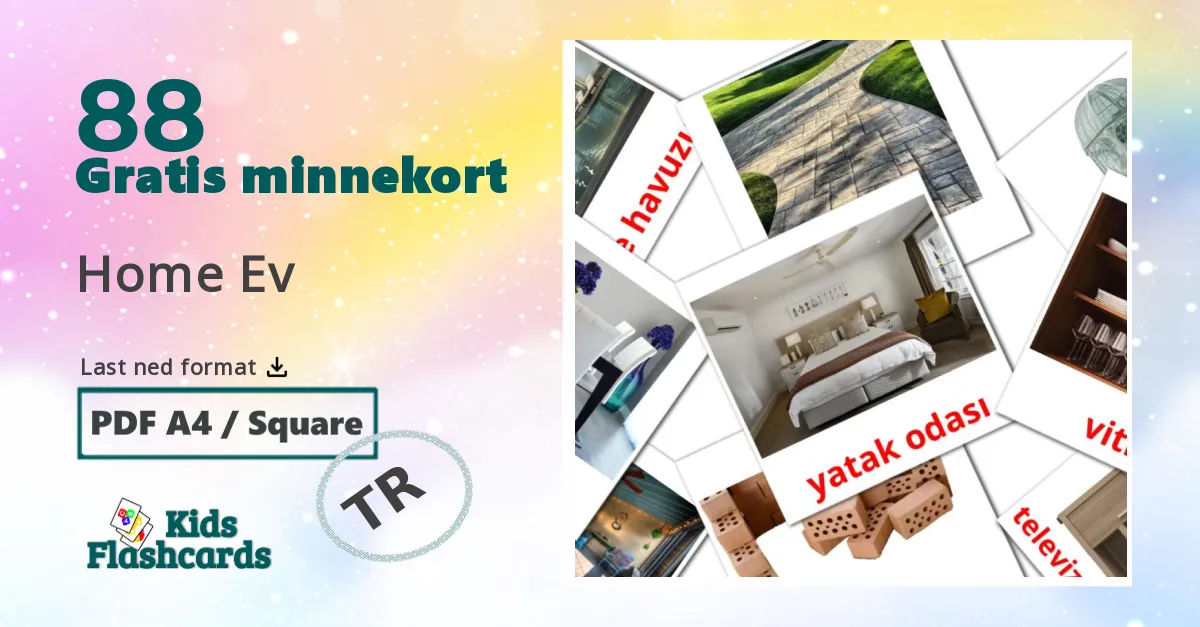 Home Ev  bildekort for barn på turkisk