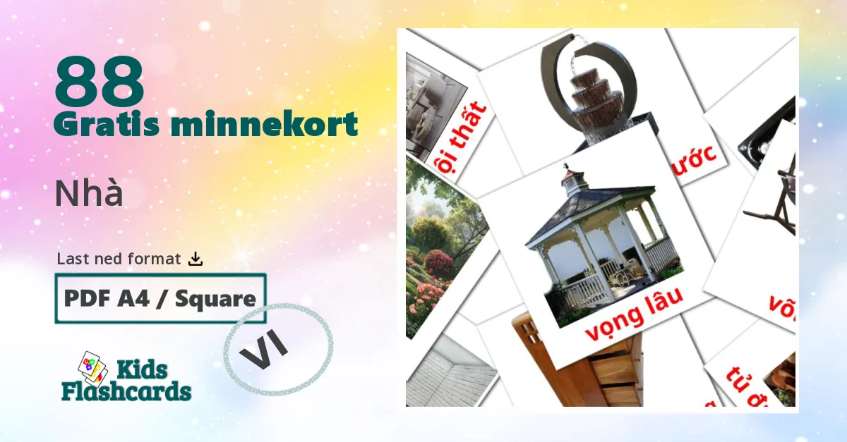 Nhà bildekort for barn på vietnamesisk