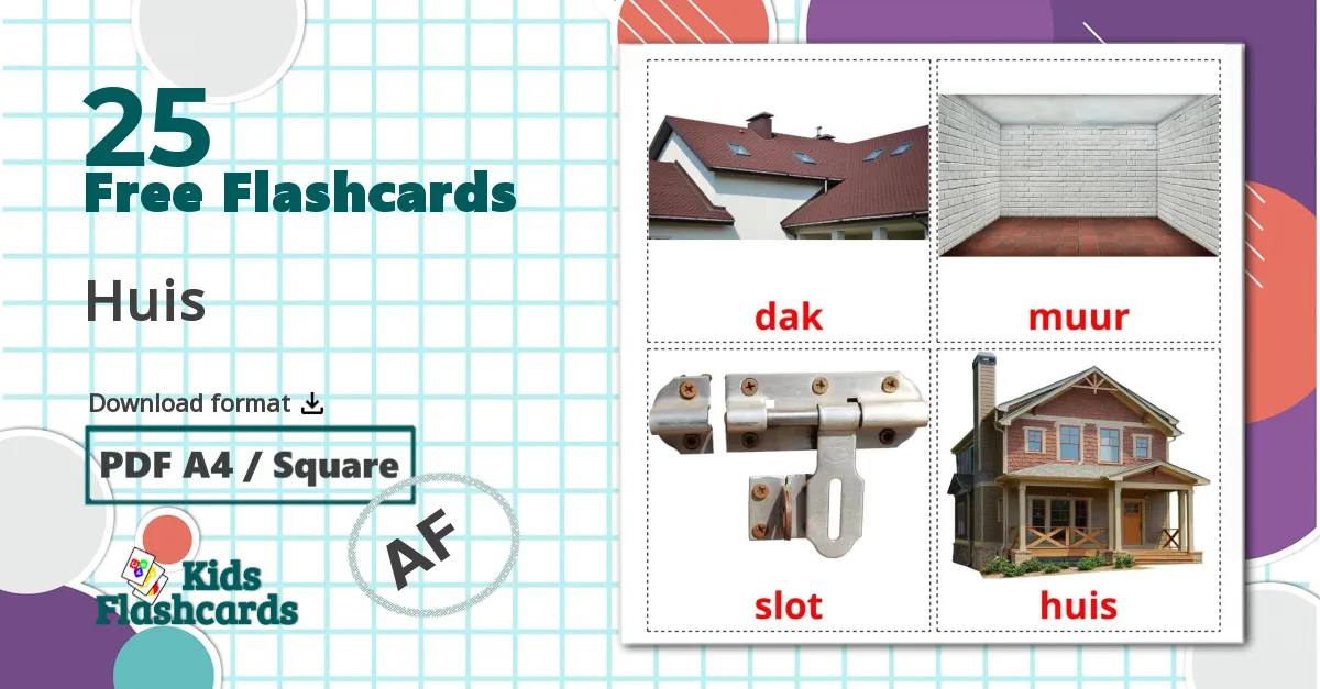 House - afrikaans vocabulary cards