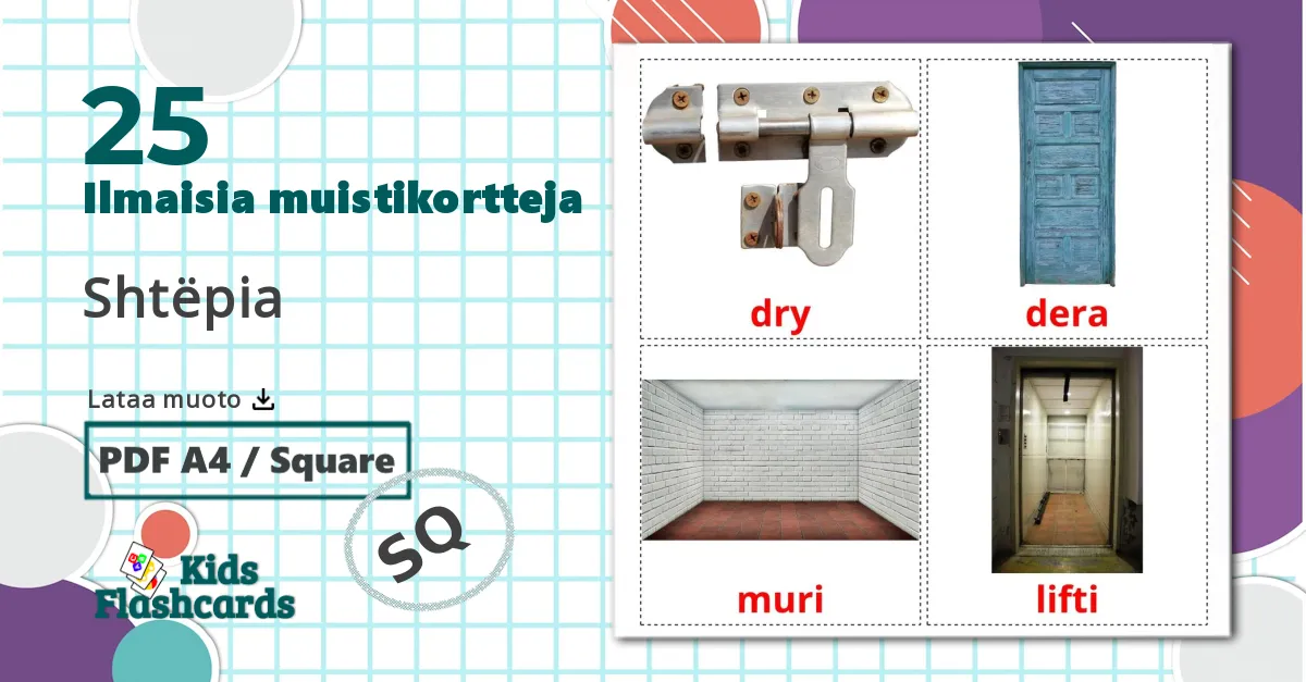 25 Shtëpia lasten kuvakortit