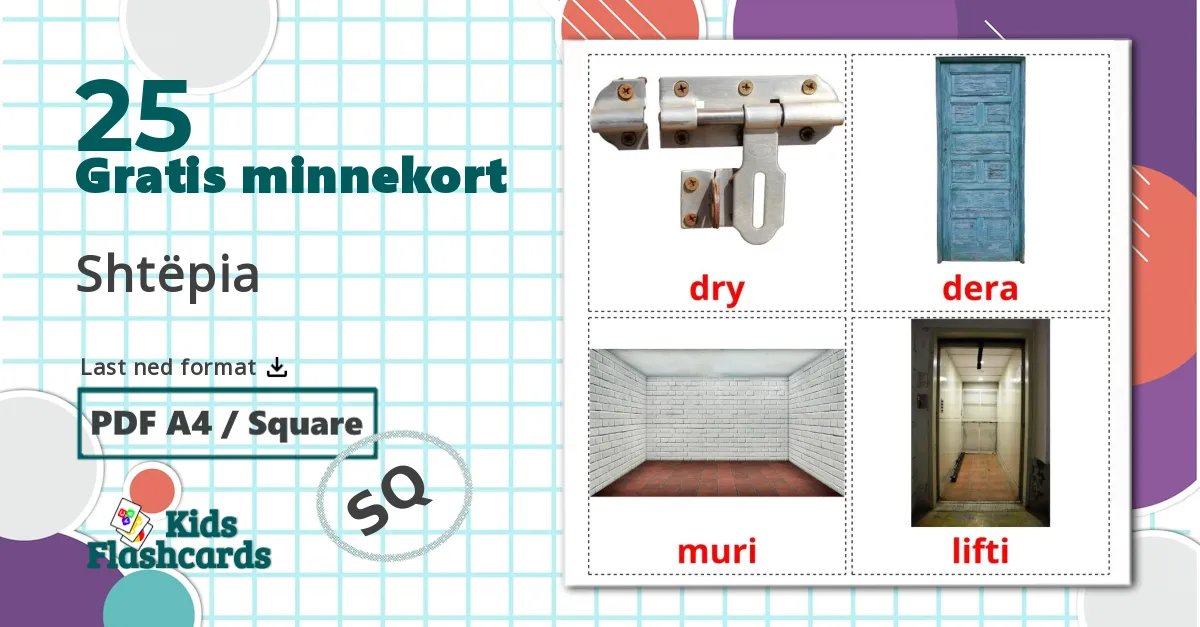 Hus - Ordforrådskort for albansk