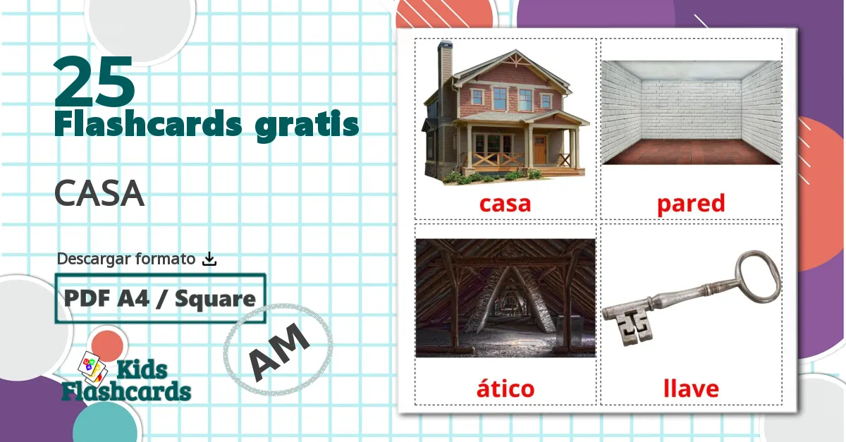 25 tarjetas didacticas de La casa