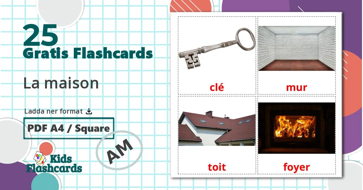 25 Hus bildkort för barn