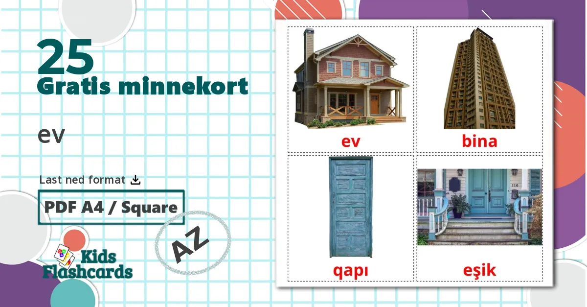 Hus - Ordforrådskort for azerbaijani