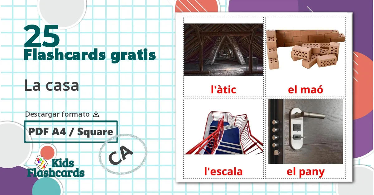 24 tarjetas didacticas de La casa
