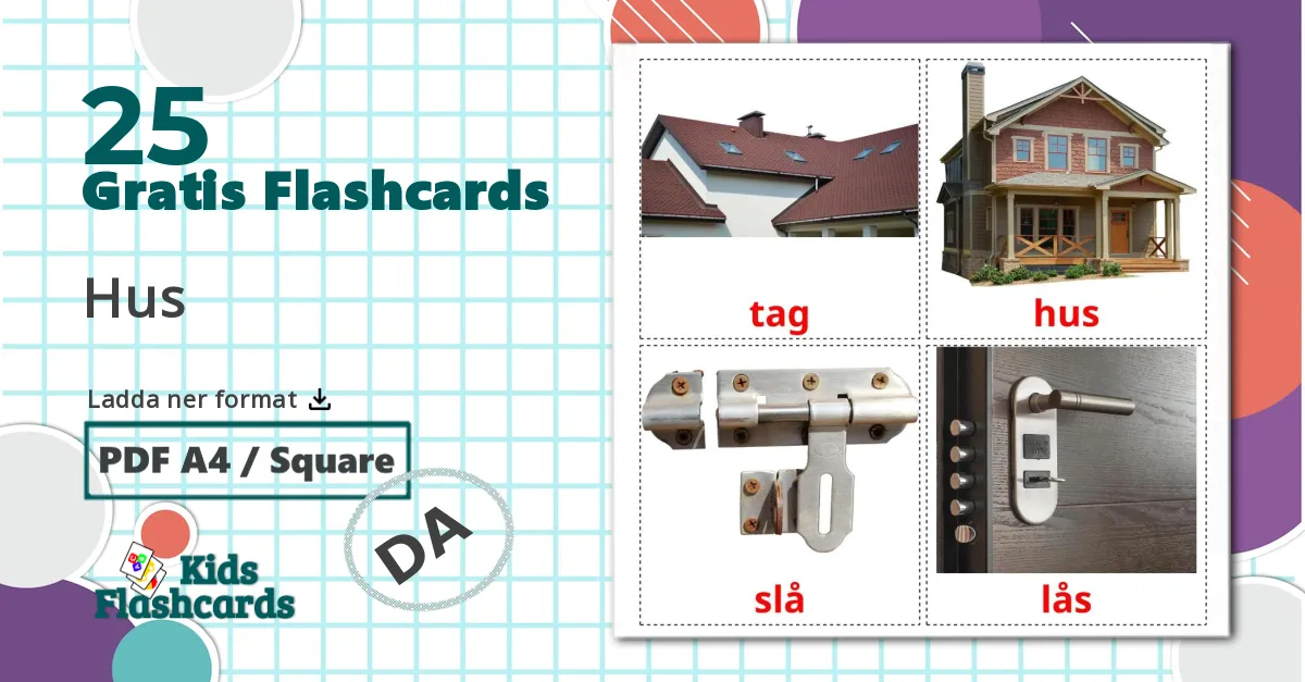 25 Hus bildkort för barn